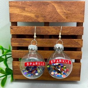 Christmas bulb earrings with sparkles